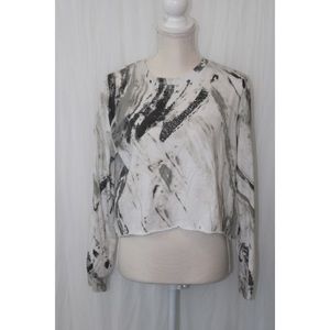 FREEZE Long Sleeve Marble Crop Top Size XL